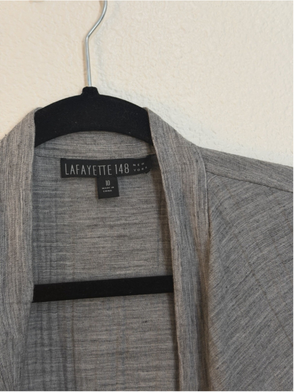 Lafayette 148 Womens Size 10 Gray Open Front Waterfall Silk Blend Jacket 250502 - Picture 5 of 7